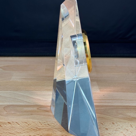 Movado Crystal Pyramid Clock Movado Pyramid Desk Clock with Gold Accents - Picture 5 of 13